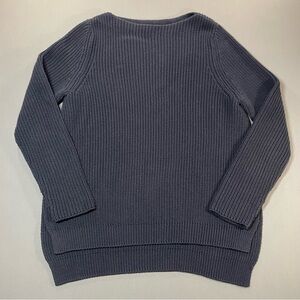 Closed Ribbed Knit Sweater w/ Boat Neck & High Side Slits - Womens Medium (?)